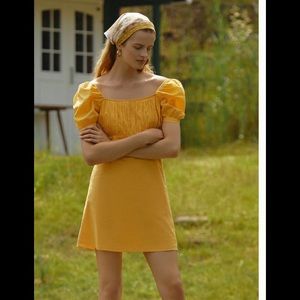 Anthropologie Forever that Girl Gathered Puff Sleeve Mini Dress XL